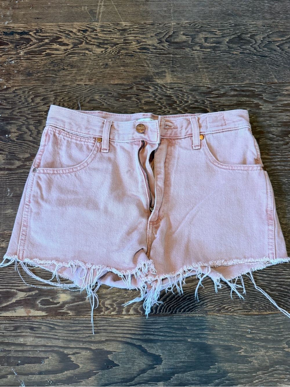 Wrangler Pink Frayed Hem Denim Shorts